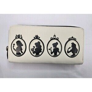 NEW Loungefly Disney Princess Silhouette Zip Around Wallet White Black